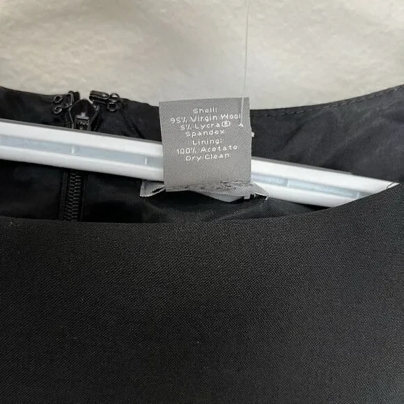 Ann Taylor | LBD Black Virgin Wool Sleeveless Knee Length Dress Belted Size 120 - Picture 6 of 8